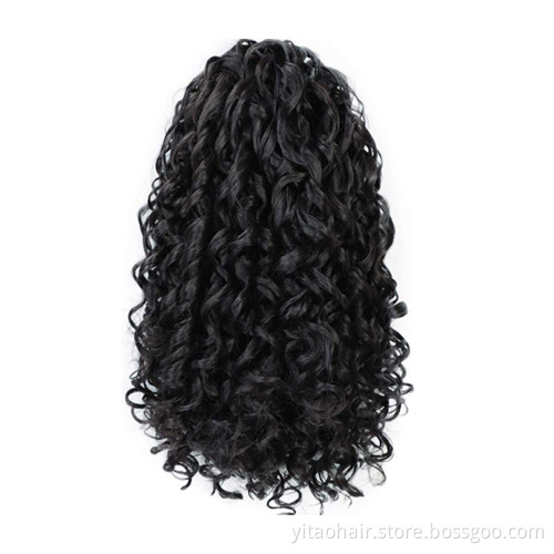 Curly Ponytail Hair Piece High Synthetic Hair with 2 Clips for Women (Mixed Dark Brown)
